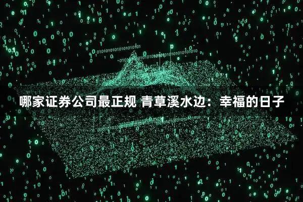 哪家证券公司最正规 青草溪水边：幸福的日子